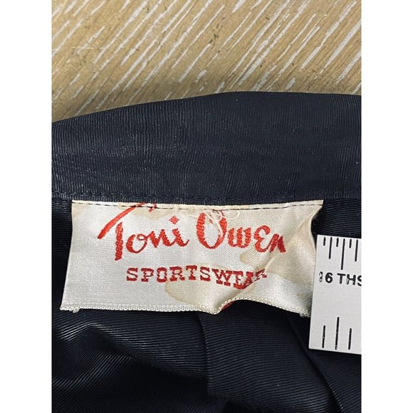 Vintage 50s Full Circle‎ Skirt Black Moire Toni Owen Sportswear Small Pockets - Picture 10 of 16